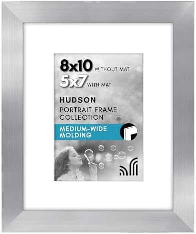 Americanflat 8x10 Picture Frame - Matted to 5x7 - Engineered Wood - Silver by Americanflat