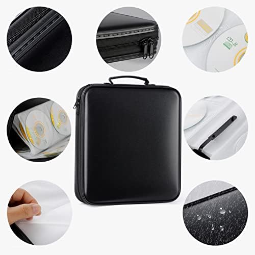 DVD Storage CD Case Holder:DVD Binder Protective CD Book Portable DVD Organizer-CD Wallet 160 Disc Holder Hard Plastic Movie Case Black CD Portfolio Blu Ray Album CD Booklet for Car Home - Image 4