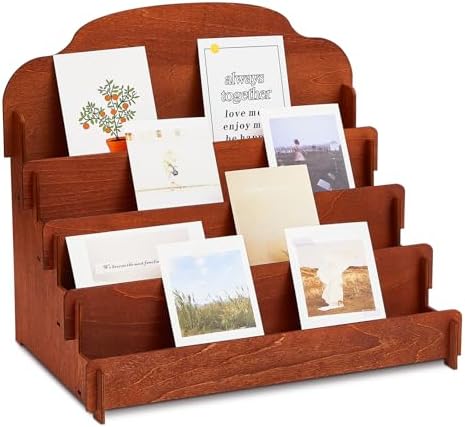 Barydat Greeting Card Display Stand Wooden, 15.8 x 10.4 x 14.2 Inch, Brown by home
