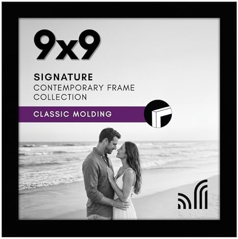 Americanflat 9x9 Picture Frame with Shatter-Resistant Glass - Signature Collection - Gallery Style Frames Made of Engineered Wood - Square Frame for Tabletop and Wall Display - Black by Americanflat