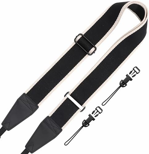 Padwa Lifestyle Adjustable Camera Strap - 2" Top Layer Cowhide Head Camera Straps for Photographers, Cotton Adjustable Neck Shoulder & Crossbody Strap Quick Release for All Cameras and Binoculars by PadwaLifestyleCameraStrap