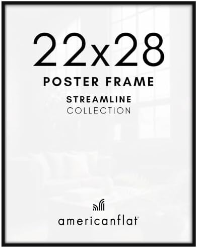 Americanflat 22x28 Poster Frame with Polished Plexiglass - Streamline Collection - Thin Border Picture Frame for Wall Display - Hanging Hardware Included - Black by Americanflat