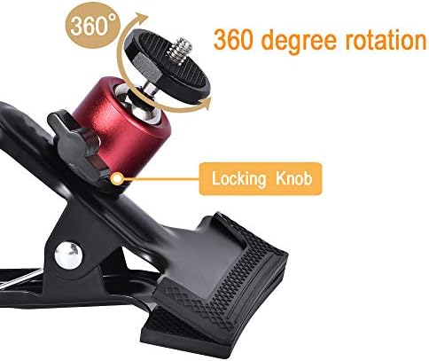 UTEBIT Tripod Camera Clip Clamp, with 360° Swivel Mini Ball Head, Black&Red - Image 4