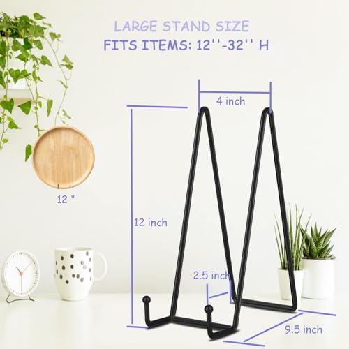 Decolore 3 Pack 12 Inch Black Picture Stands Plate Stands for Display Large Book Stands Table Top Easels for Picture, Decorative Plate, Book, Frame, Plaque - Image 2
