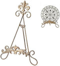 13.8" H Fleur-de-Lis Easel Stand,Metal Book Stand, Plate Holder Display Stand, Picture Frame Stand, Home Decor (Bronze) by Wenbery