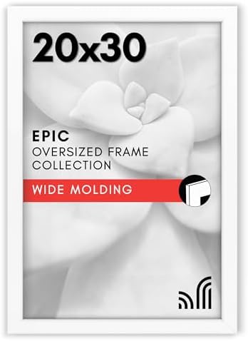 Americanflat 20x30 Poster Frame - White Engineered Wood with Polished Plexiglass - Wide Picture Frame for Vertical or Horizontal Wall Display - Epic Collection - White by Americanflat