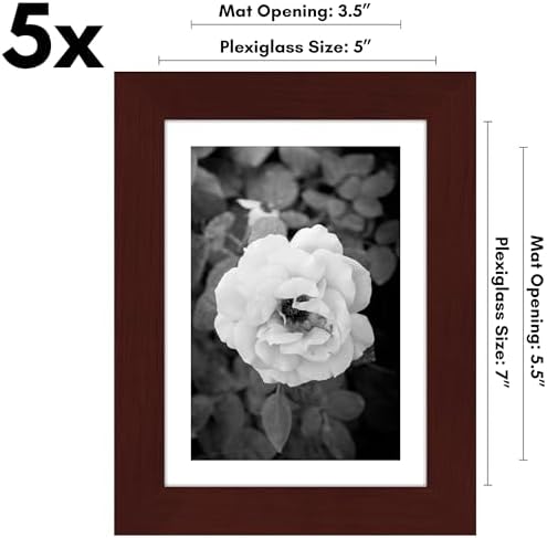 Americanflat 5x7 Picture Frame 5-Pack - Matted to 4x6 - Mahogany - Image 2