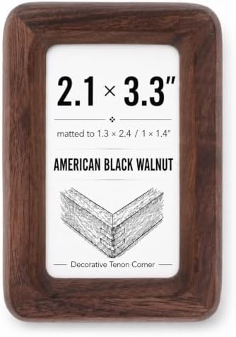 Natural American Black Walnut Wood Picture Frame with Plexiglass, 2x3 Inch Small Solid Wooden Photo Frame with Decorative Joinery Corners, Tabletop Display for Desk / Shelf, Horizontal / Vertical, Home Decor Holiday Gift, Compatible with Fujifilm insta... by 3Liangthings