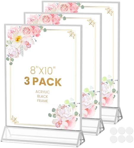 8X10 Sliver Picture Frames Double-Sided Acrylic Sign Holder-3 Pack by AcrylicSignHolderMahjongRacks%EF%BC%8CMahjongBags