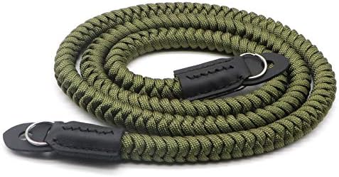 Paracord Woven Camera Neck Shoulder Strap Belt Hand Compatible with Canon Nikon Sony Olympus Pentax Fujifilm Panasonic SLR DSLR Digital Mirrorless Cameras 42 inch Green by HITHUT
