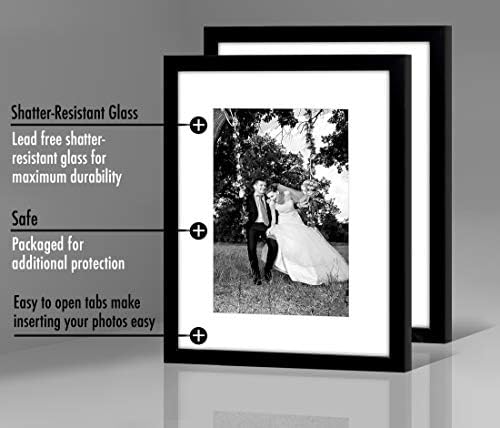 Americanflat 12x16 Picture Frame with Shatter-Resistant Glass - Set of 2 - Use as 8x12 Frame with Mat or Display 12x16 Photo Without Mat - Signature Collection - Picture Frames for Wall - Black | Engineered Wood construction, Shatter-resistant glass, h... - Image 4
