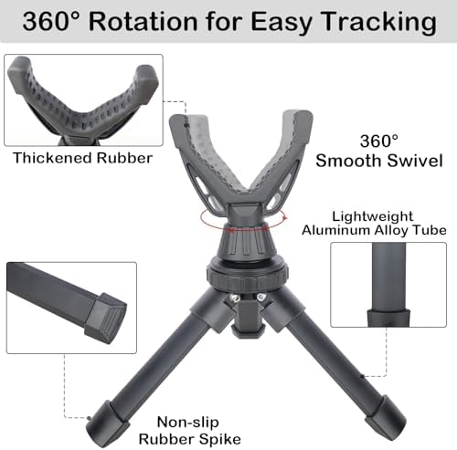 Portable Shooting Tripod with 360° Rotating & Removable V Yoke - Adjustable Height Rifle Rest Stand for Hunting, Target Shooting, Binoculars, Cameras & Outdoor Activities - Image 4