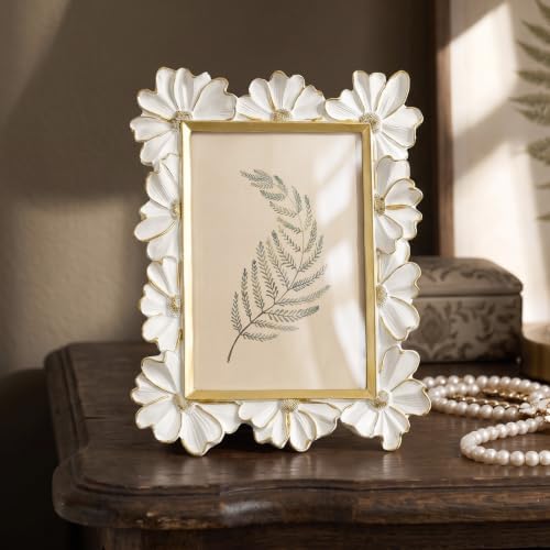 Cuspin 4x6 Picture Frame White Gold Floral Ornate Vintage Frame - Image 2
