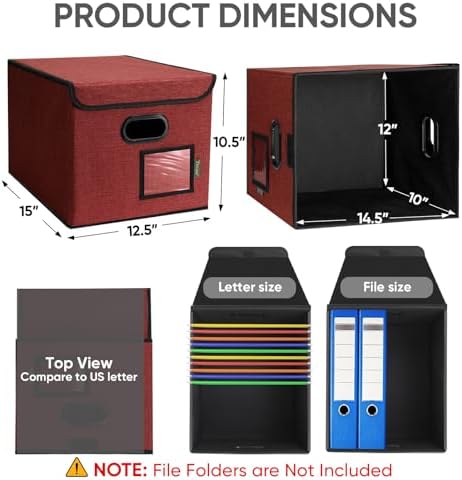 BALEINE File Organizer Box with Lid, Collapsible Hanging File Storage Box - Image 2