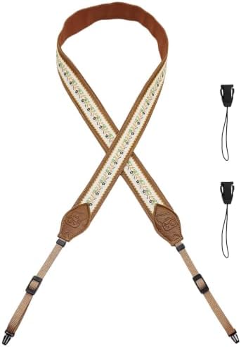 Leather Camera Strap, Quick Release Camera Neck Strap for All Cameras, Retro Jacquard Camera Straps for Photographers - Image 2