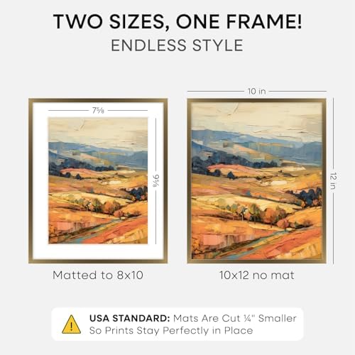 Homeforia 10x12 Bronze Picture Frame, High-End Metal, 8x10 Mat, Glass - Image 2