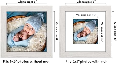 Americanflat 8x8 Picture Frame - Matted to 5x5 - Engineered Wood - White - Image 2