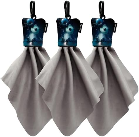 SPUDZ Classic Microfiber Lens Cleaner – Clip-On Pouch, Washable – for Binoculars, Scopes, Glasses, Screens | Classic | Panda Bubble, 6 x 6 Inch (3-Pack) by SPUDZ