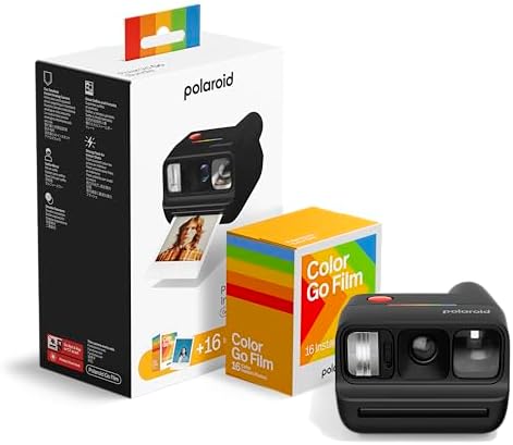 Polaroid Go Generation 3 Bundle - Mini Instant Film Camera + 16 Color Photos - Black (6659) - Only Compatible with Go Film by Polaroid