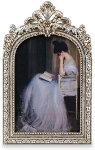 Cuspin 4x6 Silver Arch Picture Frame Vintage Ornate Resin Frame by Cuspin
