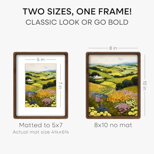 Homeforia 8x10 Mortise&Tenon Walnut Picture Frame, 5x7 Mat, Glass - Image 7