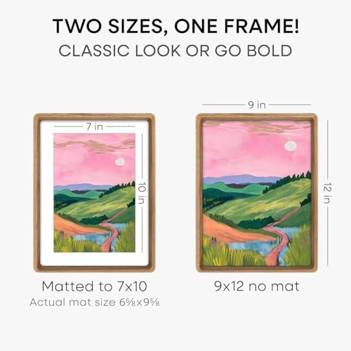 Homeforia 9x12 Mortise&Tenon Natural Oak Picture Frame, 7x10 Mat, Glass - Image 3