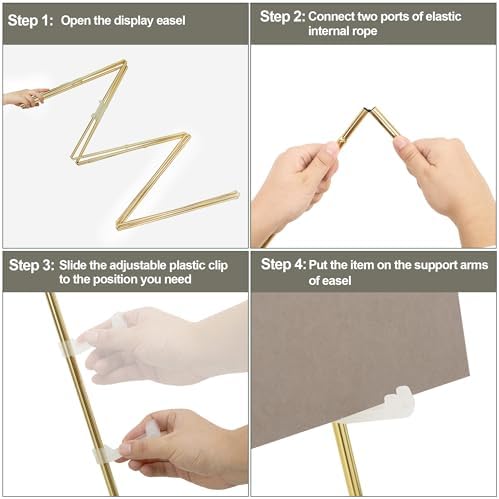 DANMO Easel Stand for Wedding Sign Poster 63'' Instant Display Easel for Floor Adjustable Metal Art Easel Gold 3 Pack - Image 7