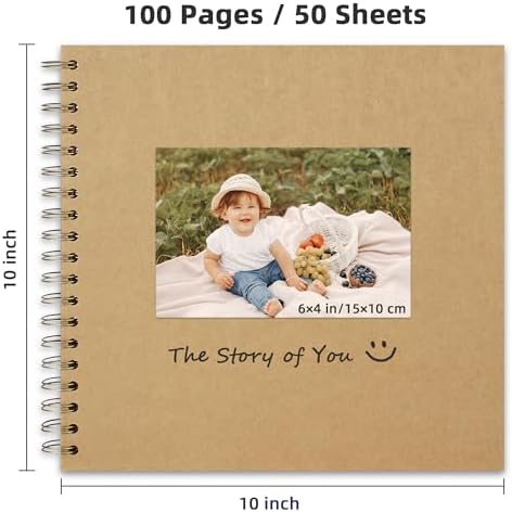 Scrapbook Album 10x10in, Acid-Free Kraft Paper 50 Sheets 100 Pages - Image 2