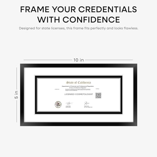Homeforia 5x10 Black License Frame, High-End Metal, 3.5x8 Mat, Glass - Image 6