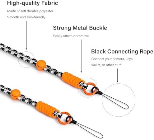 VOVMOEYA Camera Strap,Long Neck Strap for Fujifilm Mini 12/11/9/8/7+,Shoulder Strap camera strap Long Crossbody Lanyard Camera/Badge Holder/Keys/Wallet Multi-Function Lanyard(black and white mix) - Image 2