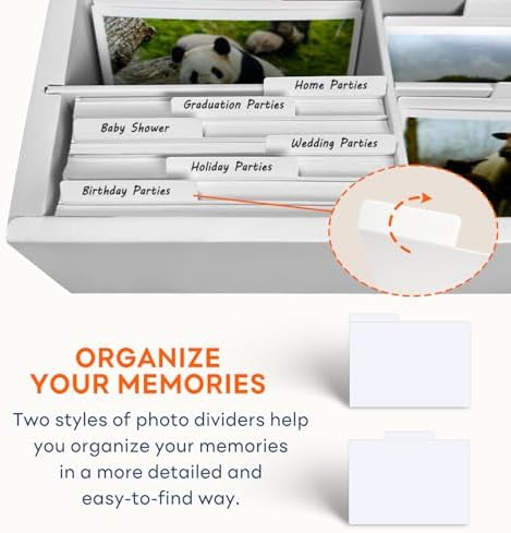 Photo Storage Box 4x6, Large Capacity Photo Boxes Storage with Dividers, Cardboard Photo Organizer and Storage Box with Lid - Image 4