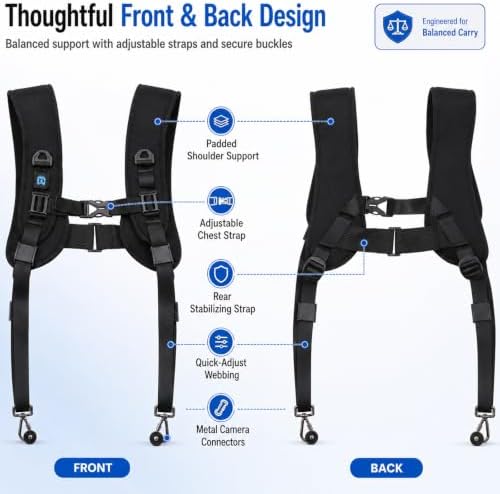 PULUZ Dual Camera Shoulder Harness for DSLR SLR Cameras with Quick Release - Image 3