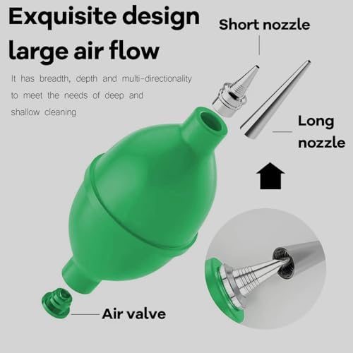 Air Duster, Large Dust Ball Hair Dryer Manual Silicone Blow Pump Cleaning Tool Coffee Grinder, Camera, Keyboard, Watch Dust Removal Tool Coffee Cleaning Tool (Green) - Image 2