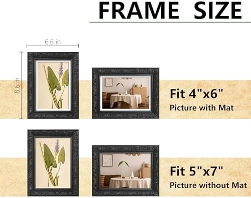VIOLABBEY 5x7 Picture Frame Black, Ornate Vintage Photo Frame - Image 2