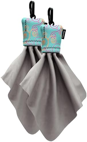 SPUDZ Classic Microfiber Lens Cleaner – Clip-On Pouch, Washable – for Binoculars, Scopes, Glasses, Screens | Classic | Baby Blue Swirls, 6 x 6 Inch (2-Pack) by SPUDZ