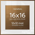 Homeforia 16x16 Bronze Picture Frame, High-End Metal, 12x12 Mat, Glass by Homeforia