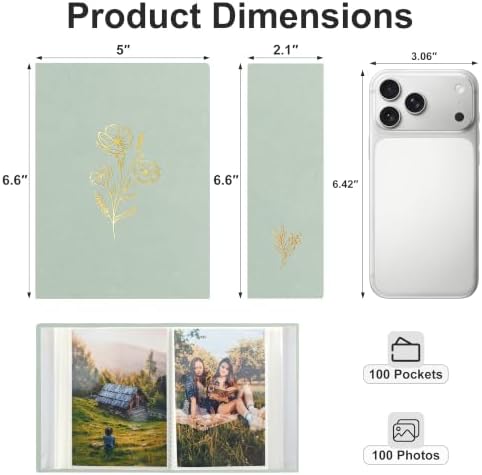 Holoary Photo Album 4x6 100 Photos, 100 Pockets 4”x6” Picture Album, Linen Fabric Cover Picture Book for Photos with Writing Area, 4x6 Photo Albums for Family Weddings Travel Memories(Sage) - Image 2