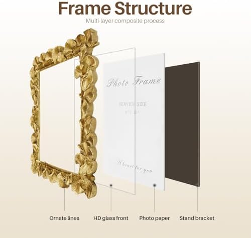 Cuspin 8x10 Picture Frame Gold Vintage Ornate Ginkgo Leaf Resin Photo Frame - Image 4