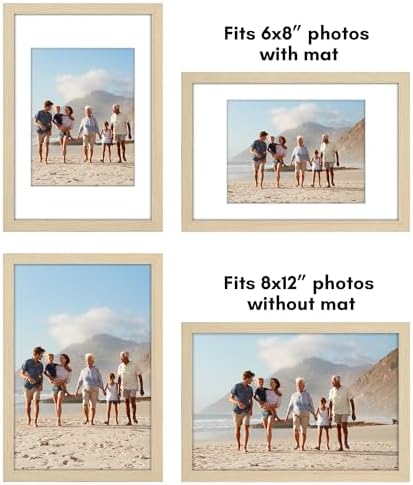 Americanflat 8x12 Picture Frame 5-Pack - Matted to 6x8 - Natural Oak - Image 4