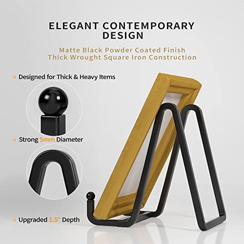 IPAME 4 Pack Plate Stands for Display - 4.5 Inch Metal Square Wire Plate Holder Display Stand + Picture Frame Stand Holder Easel for Book, Decorative Plate, Plaque, Photo, Platter (Black) - Image 2