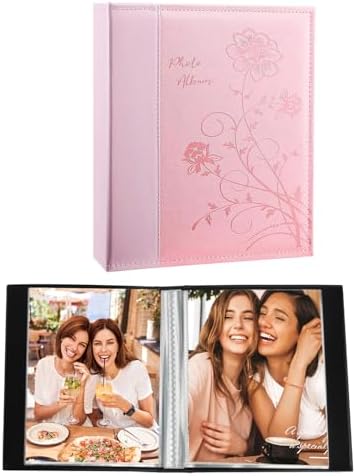Artmag Small Photo Album 4x6 2 Pack, Each Pack with 26 Clear Pages Holds 52 Vertical Photos for 4x6 Picturs, Artwork or Postcards Storage (Pink) by Artmag