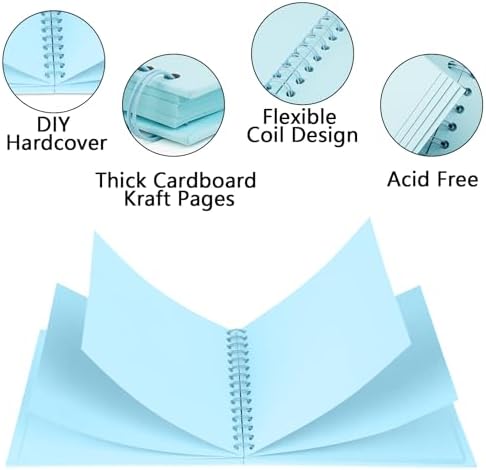 Yopih Scrapbook Album 7x7in, Acid-Free Kraft Paper 20 Sheets 40 Pages - Image 5