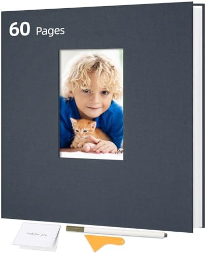 Self Adhesive Photo Album, 60 Pages, 11x10.6 Inch, Gray Blue by Remowith