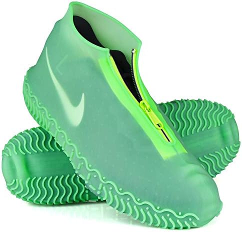 Shiwely Waterproof Shoe Covers, Silicone Reusable Shoe Cover Non-slip Durable Zipper Elastic Rain Cover Protection for Men Women (XL (Women 11-13, Men 9.5-13), Green) by Shiwely
