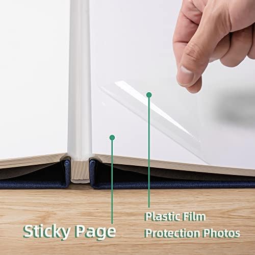 Large Photo Album Self Adhesive Scrapbook Album for 4×6 5×7 8×10 Pictures DIY Magnetic Linen Cover Album 60 Pages for Family Wedding Gifts with Metal Pen and Plastic Board - Image 5
