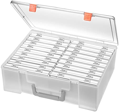 Photo Storage Box 4x6, 18 Inner Extra Large Organizer Acid-Free Photo Keeper Storage Case, Plastic Craft Storage Box for Stickers Stamps Seeds (Clear, 18 Boxes) by Gbivbe
