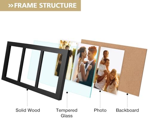 Golden State Art, 5x7 Picture Frame - Display Three 5x7 Photos (Black) - Image 5