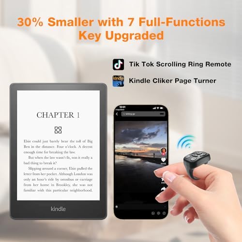 Upgraded, CKG Tiktok Scrolling Ring, Best Birthday Gifts for Him, 7 Buttons Including One Customizable Bluetooth Remote, Bundled a Powerful Phone Stand with Bluetooth Speaker – Black - Image 2