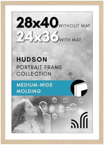 Americanflat 28x40 Poster Frame - Matted to 24x36 - Natural Oak by Americanflat