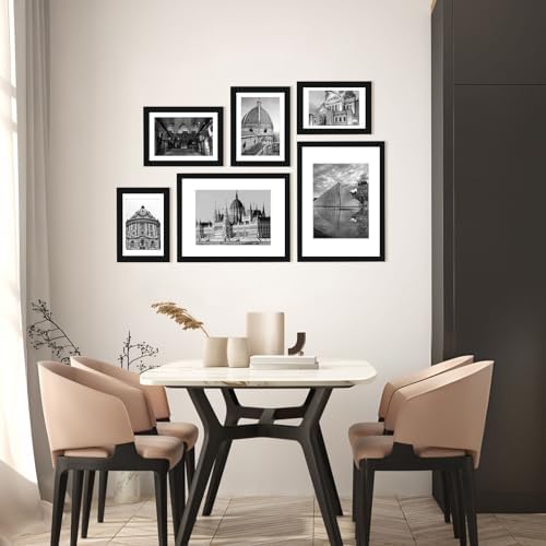 8.5x11 Picture Frame Set of 6, Certificate Document Frame, Diploma Frame, Display Pictures 8.5x11 Without Mat, Black - Image 4